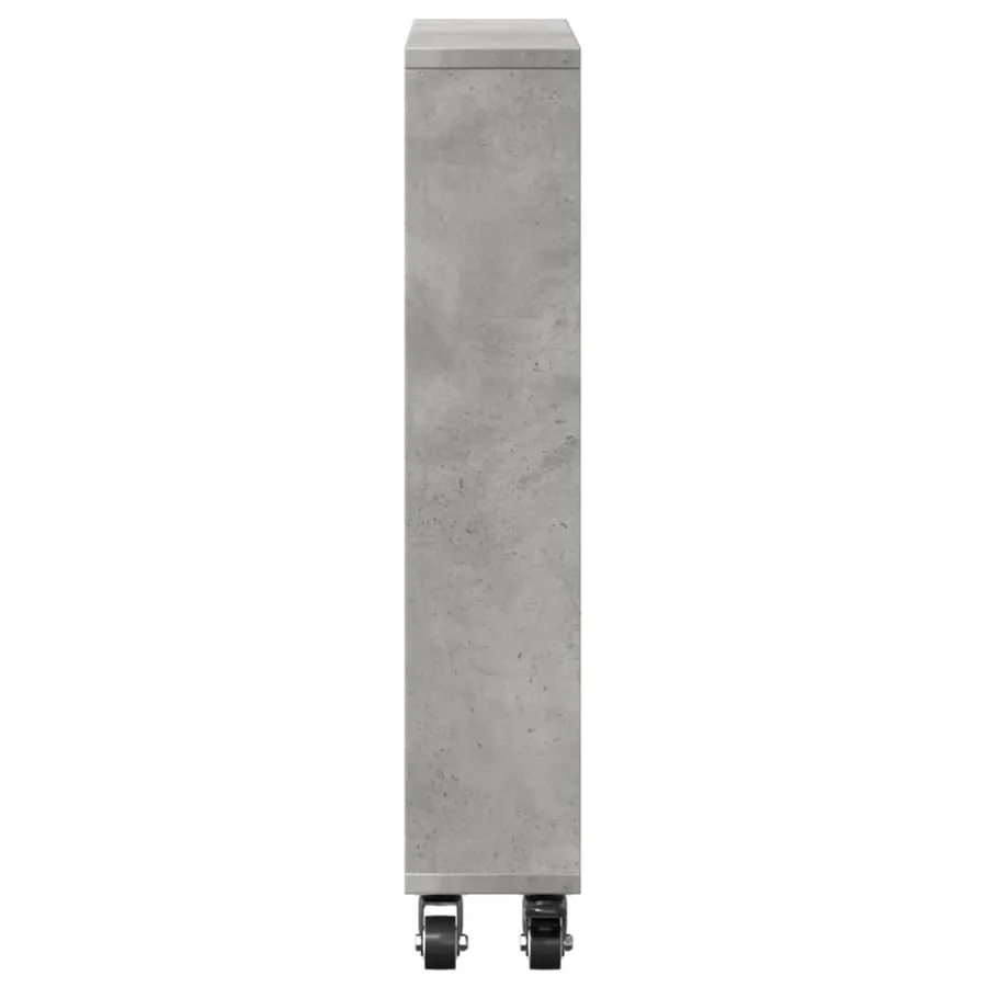 Chariot de rangement étroit gris béton bois d'ingénierie - 5