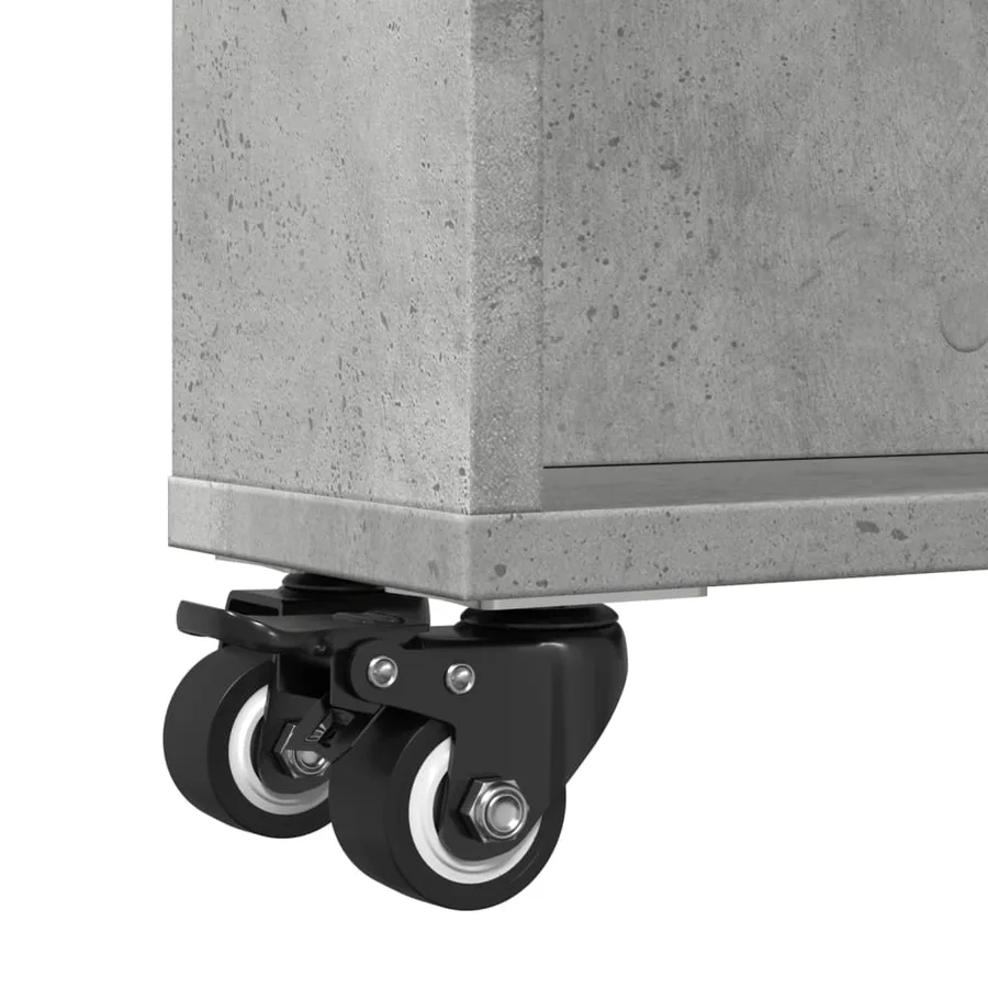 Chariot de rangement étroit gris béton bois d'ingénierie - 8