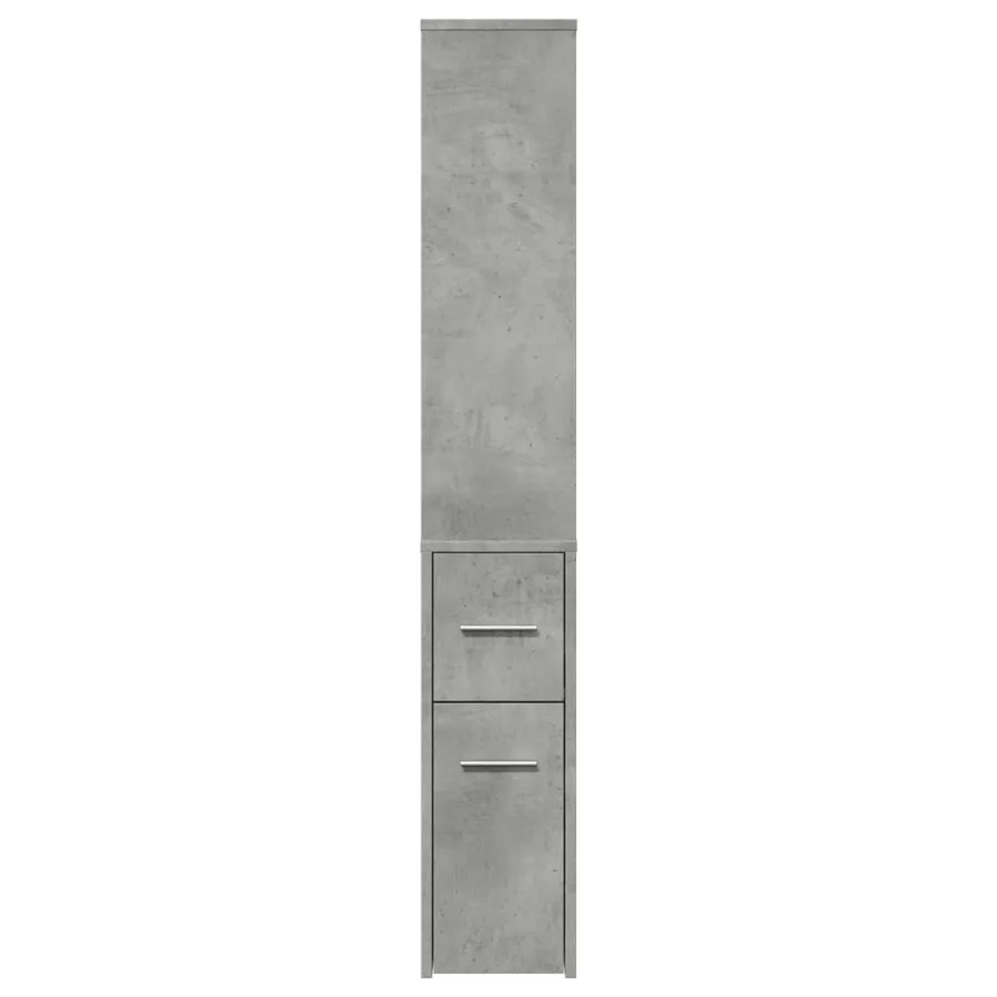 Armoire de salle de bain étroite avec roulettes gris béton - 5