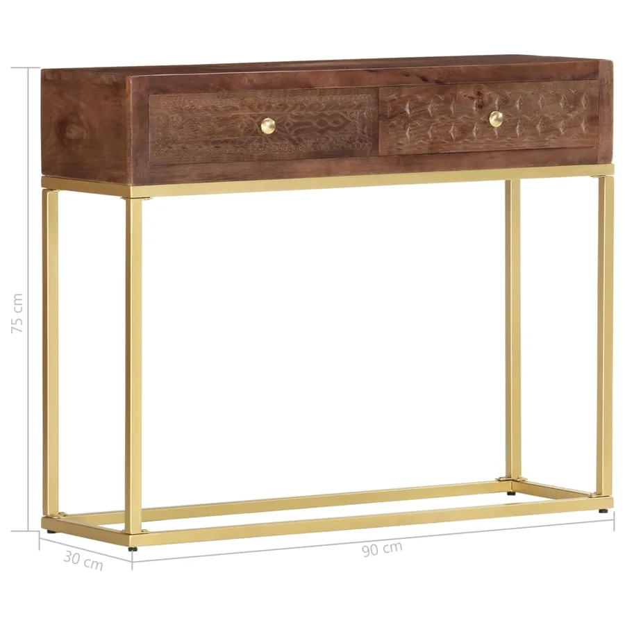 Table console 90 x 30 x 75 cm Bois de manguier massif - 8