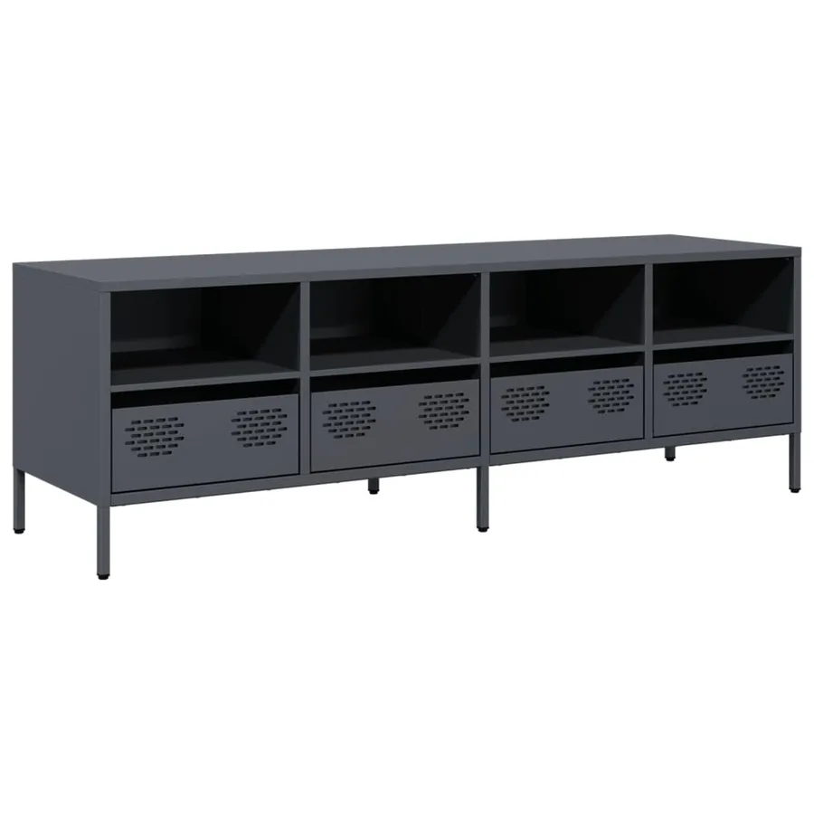 Meuble TV anthracite 135x39x43,5 cm acier laminé à froid - 2