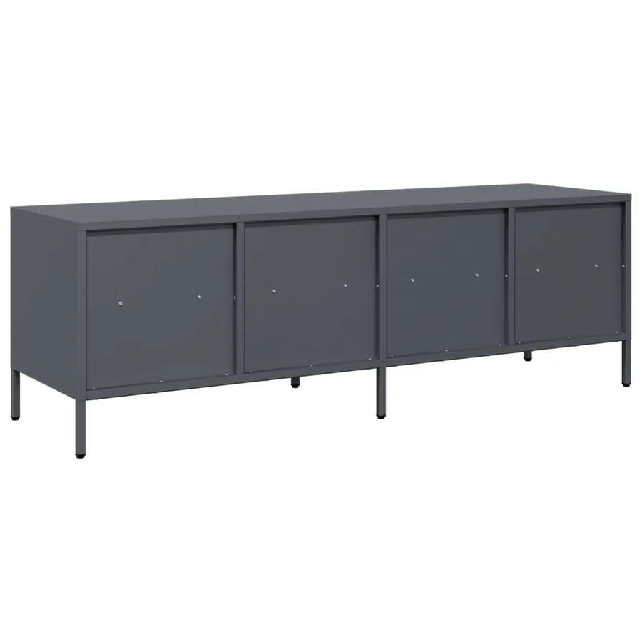 Meuble TV anthracite 135x39x43,5 cm acier laminé à froid - 7