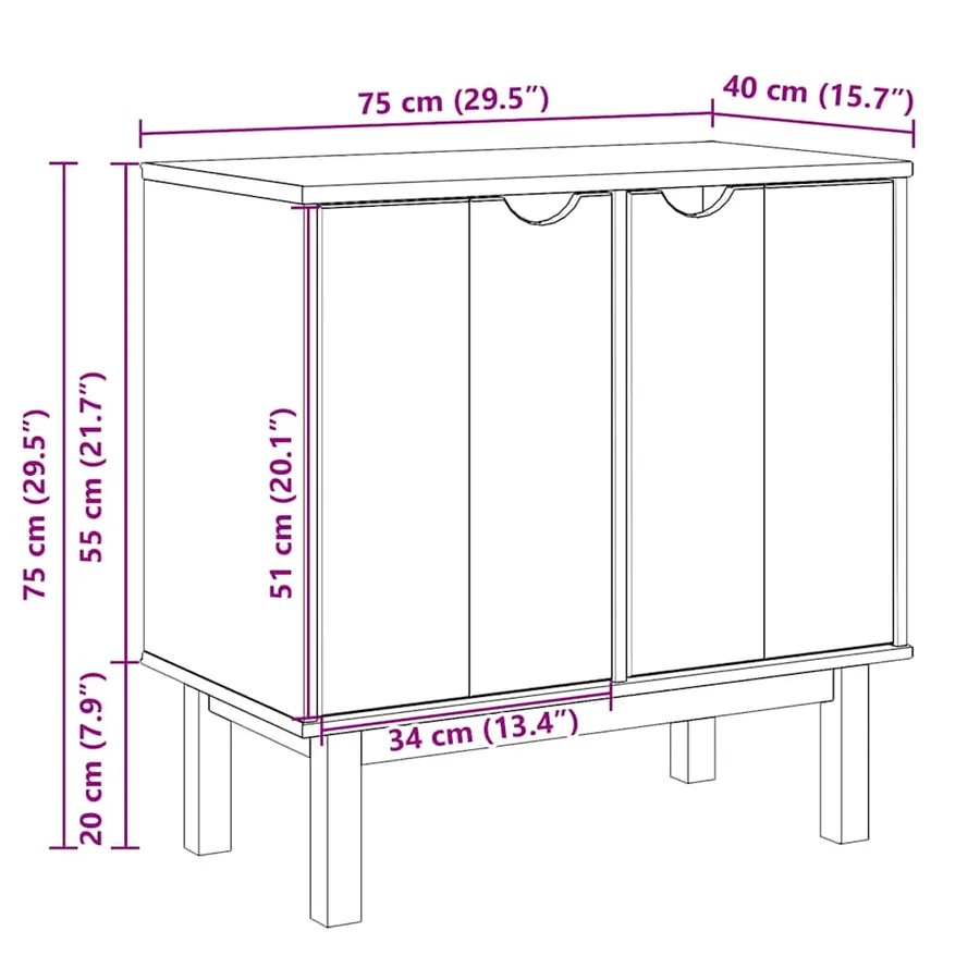 Armoire de couloir OTTA 75x40x75 cm bois de pin massif - 9