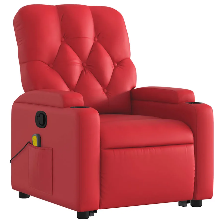 Fauteuil inclinable de massage Rouge Similicuir - 4