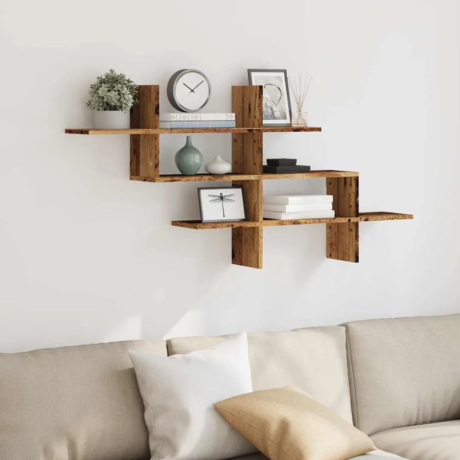 Étagère murale vieux bois 124,5x18x60,5 cm bois d'ingénierie - 3