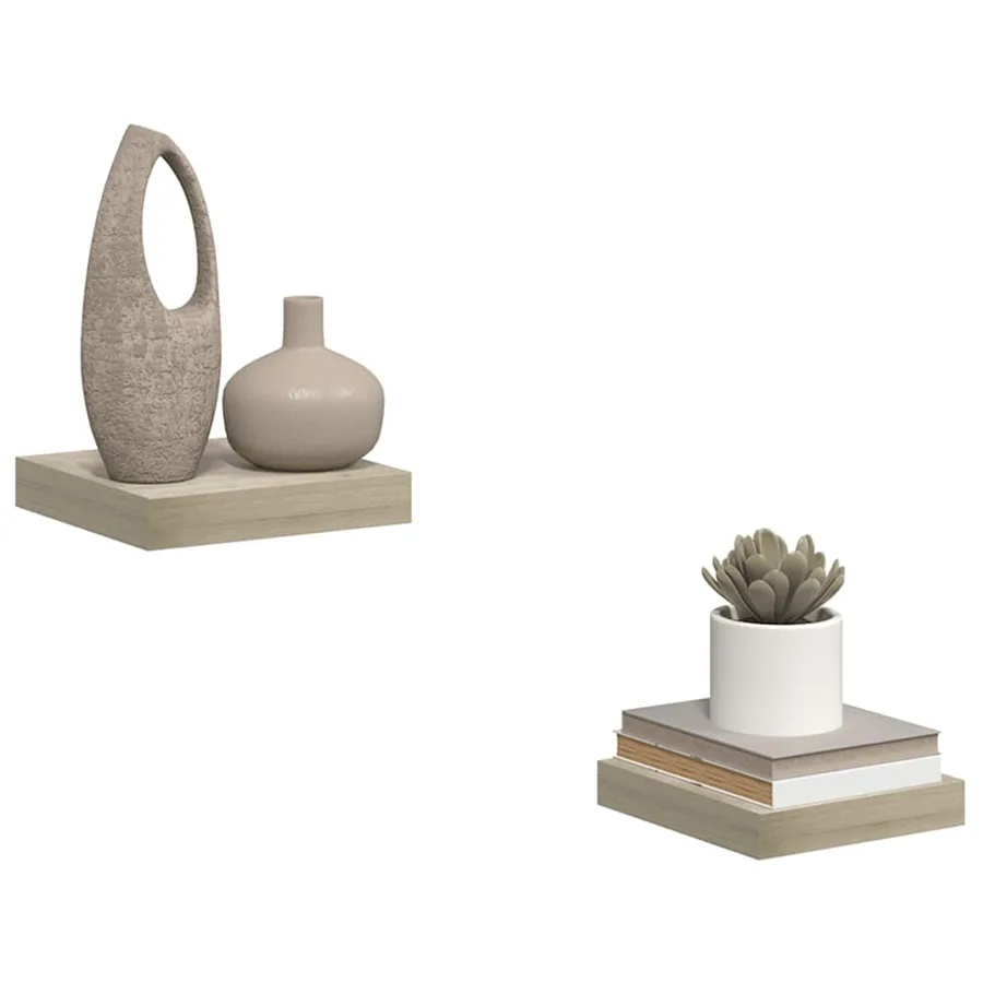 Étagères murales flottantes 2 pcs chêne 23x23,5x3,8 cm MDF - 5
