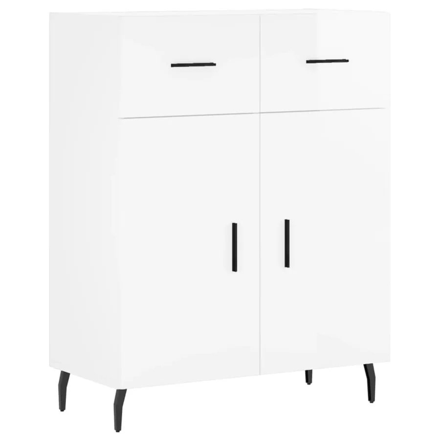 Buffet haut Blanc brillant 69,5x34x180 cm Bois d'ingénierie - 7