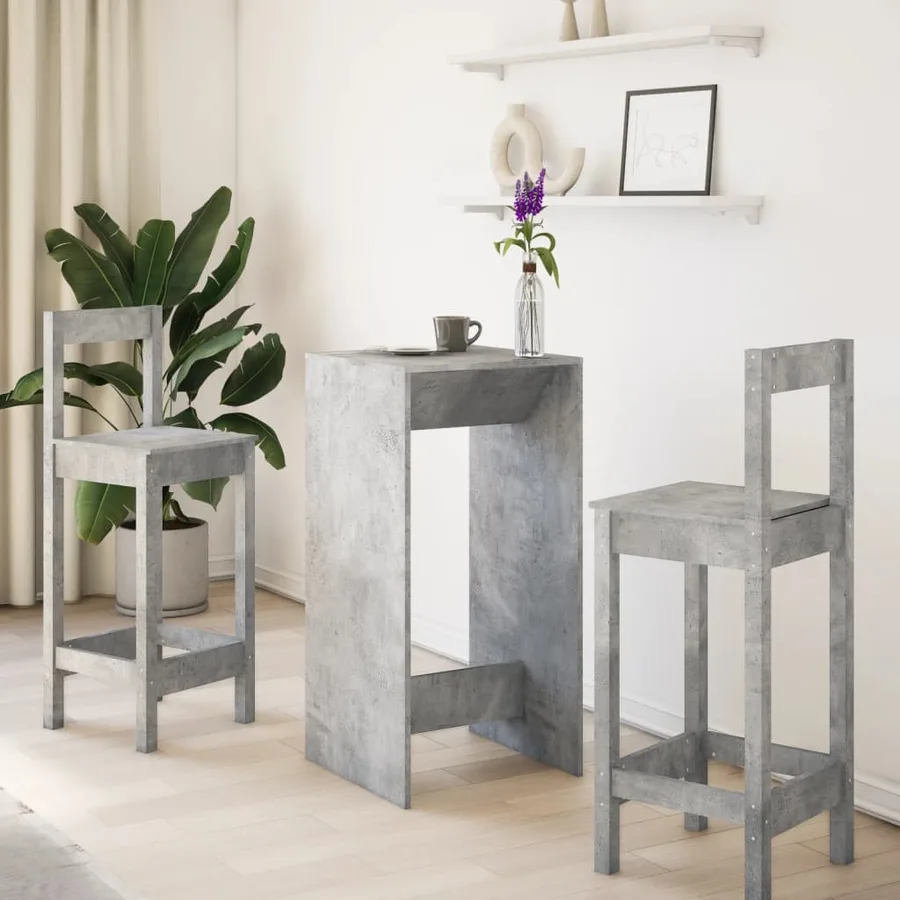 Table de bar gris béton 51x50x103,5 cm bois d'ingénierie - 3