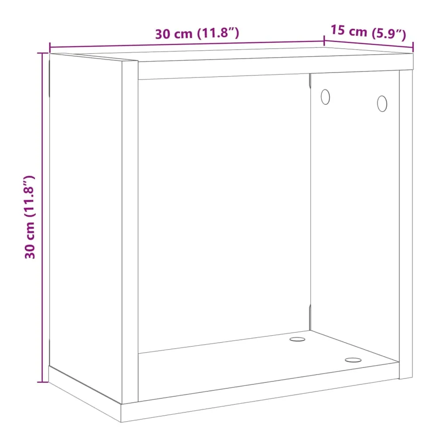 Étagères cube murales 4 pcs vieux bois 30x15x30 cm - 10