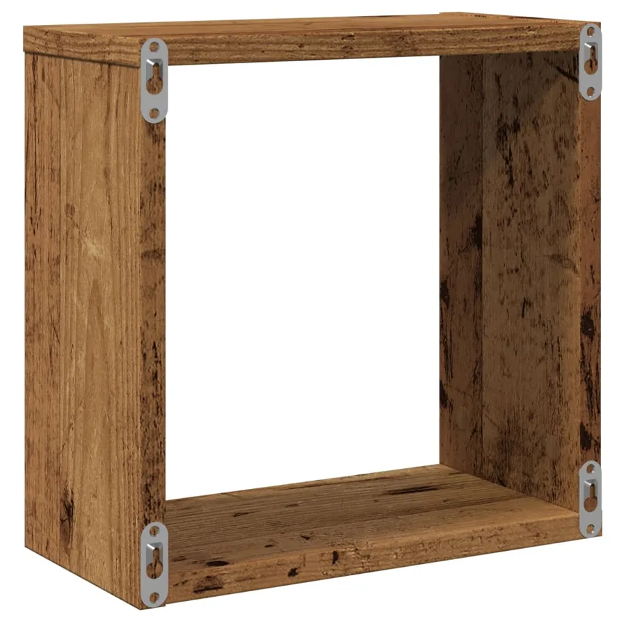 Étagères cube murales 4 pcs vieux bois 30x15x30 cm - 7