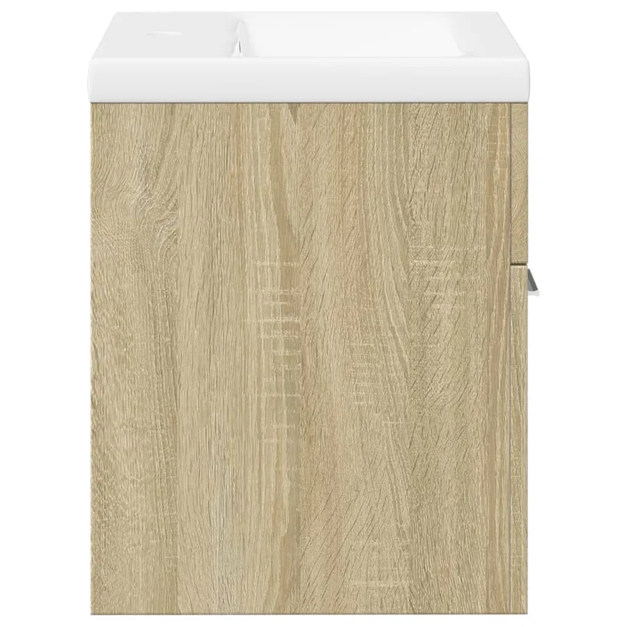 Armoire lavabo de salle de bain et bassin intégré chêne sonoma - 5