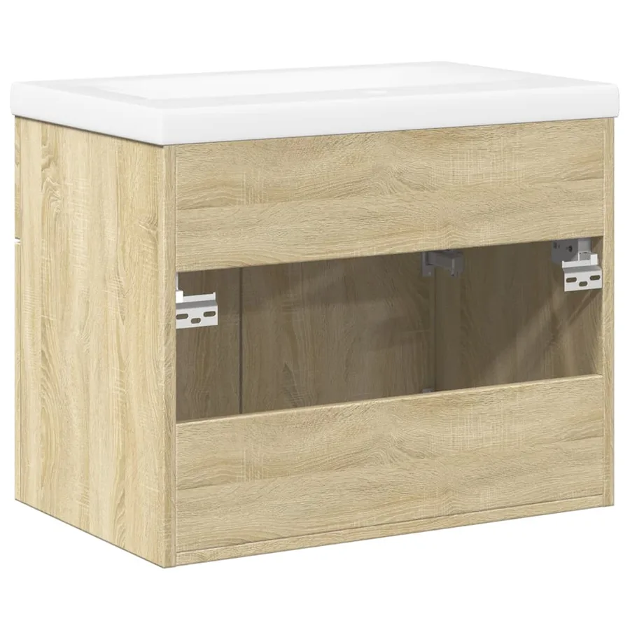 Armoire lavabo de salle de bain et bassin intégré chêne sonoma - 6