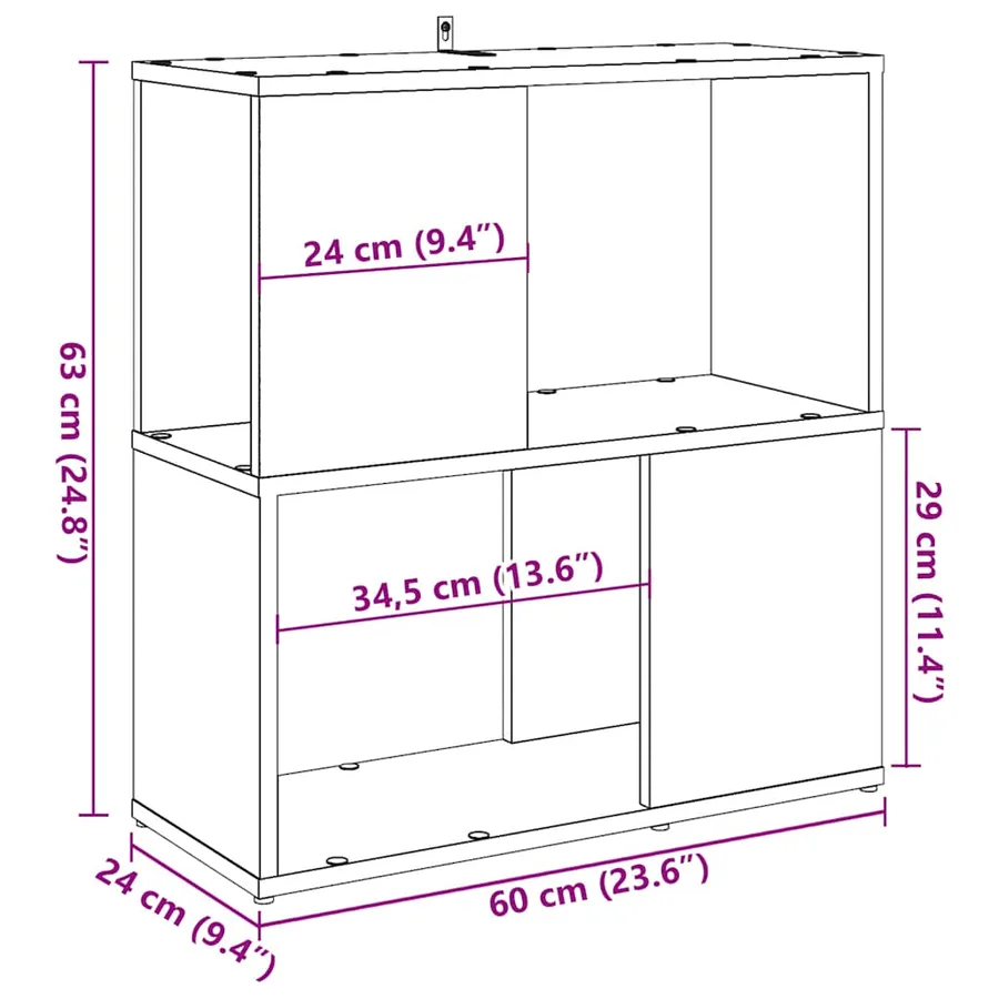 Bibliothèque chêne artisanal 60x24x63 cm bois d'ingénierie - 9