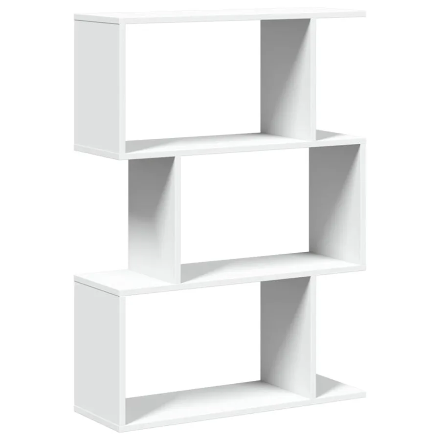 Bibliothèque séparateur de pièce à 3 niveaux Blanc 70 x 24 x 97 cm Bois d'ingénierie - 6