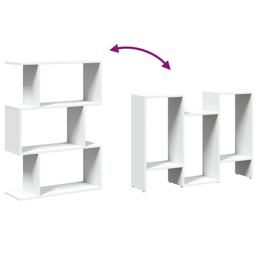 Bibliothèque séparateur de pièce à 3 niveaux Blanc 70 x 24 x 97 cm Bois d'ingénierie - 9