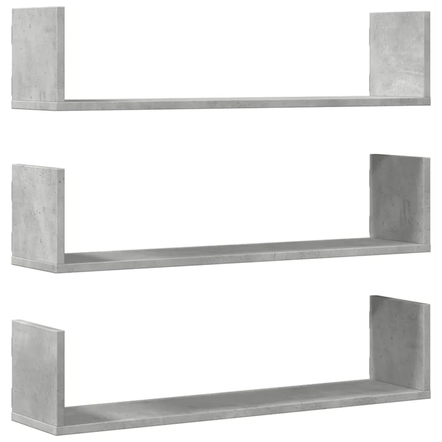 Étagères murales 3 pcs gris béton 80x18x18 cm bois d'ingénierie - 2