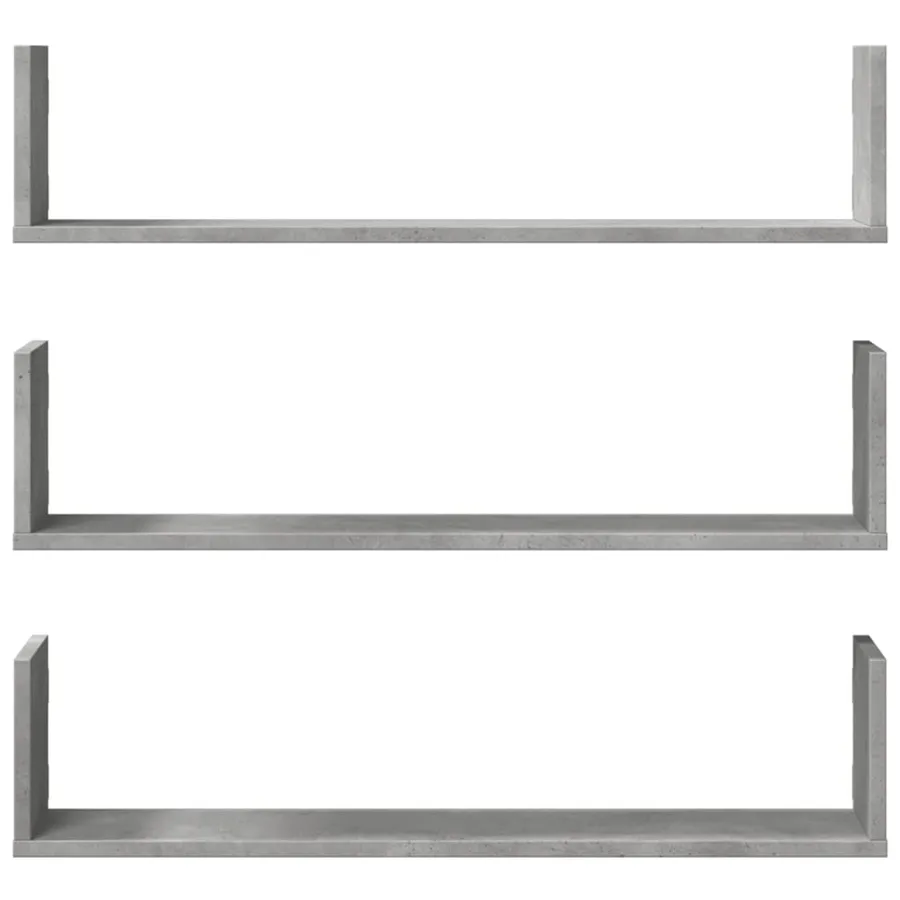 Étagères murales 3 pcs gris béton 80x18x18 cm bois d'ingénierie - 4