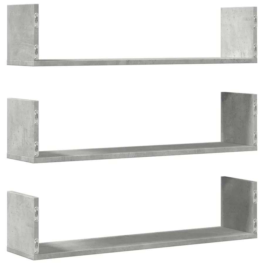 Étagères murales 3 pcs gris béton 80x18x18 cm bois d'ingénierie - 6