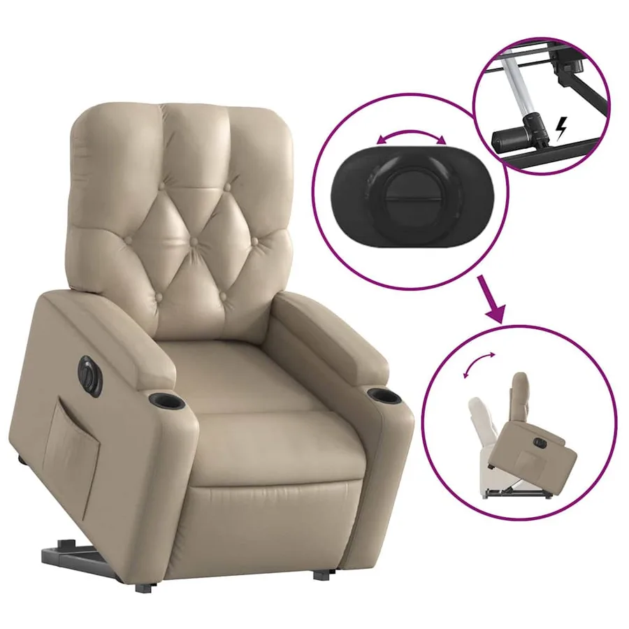 Fauteuil inclinable électrique cappuccino similicuir - 11
