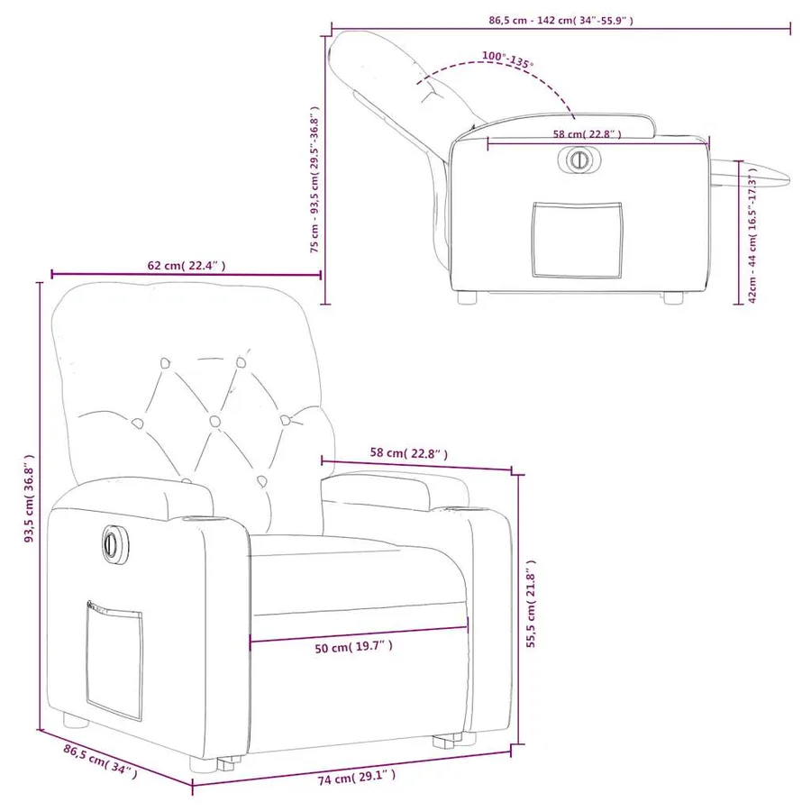 Fauteuil inclinable électrique cappuccino similicuir - 17