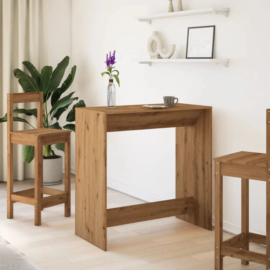 Table de bar chêne artisanal 102x50x103,5 cm bois d'ingénierie - 3