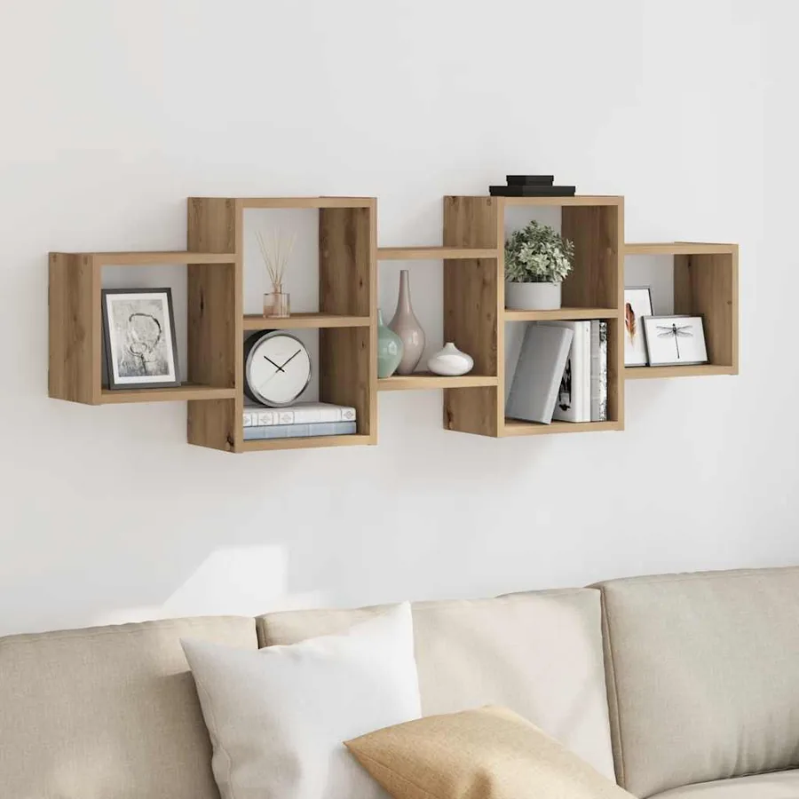 Étagère murale chêne artisanal 129x18x42 cm bois d'ingénierie