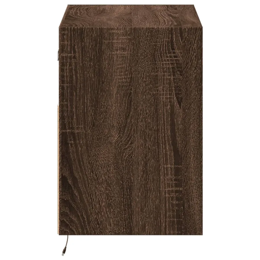 Meuble TV mural avec lumières LED chêne marron 80x31x45 cm - 7