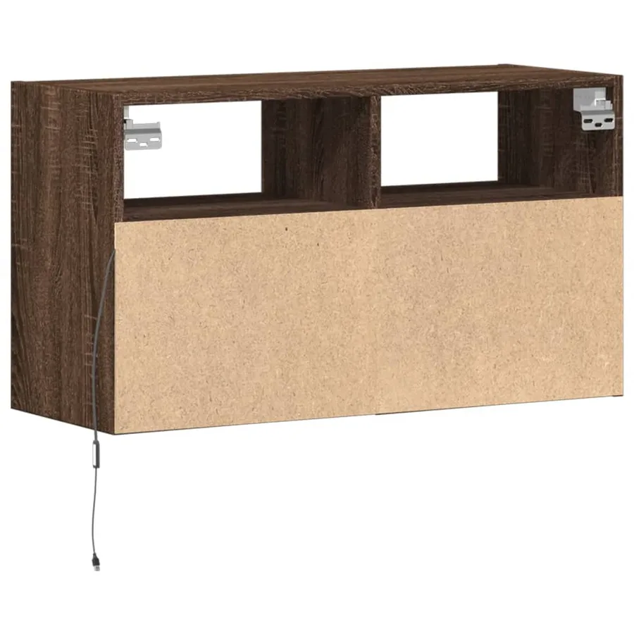 Meuble TV mural avec lumières LED chêne marron 80x31x45 cm - 8