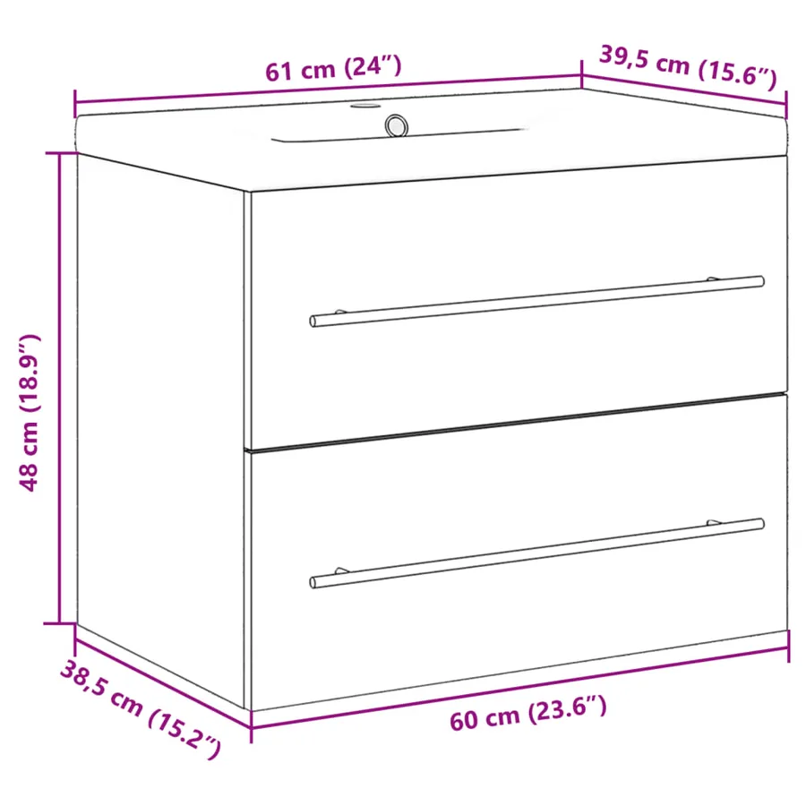 Ensemble de meubles de salle de bain 2 pcs gris béton - 11