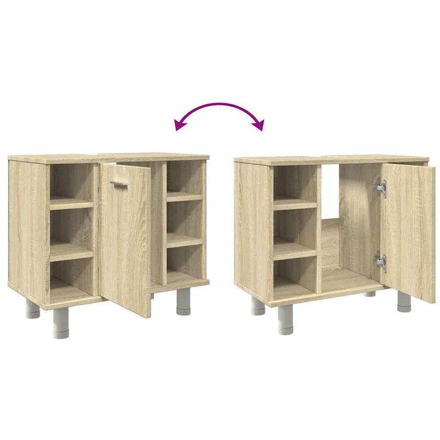 Armoire de salle de bain Chêne sonoma 60x32x53,5 cm Aggloméré - 10