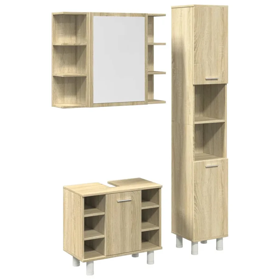 Ensemble de meubles de salle de bain 3 pcs chêne sonoma - 2