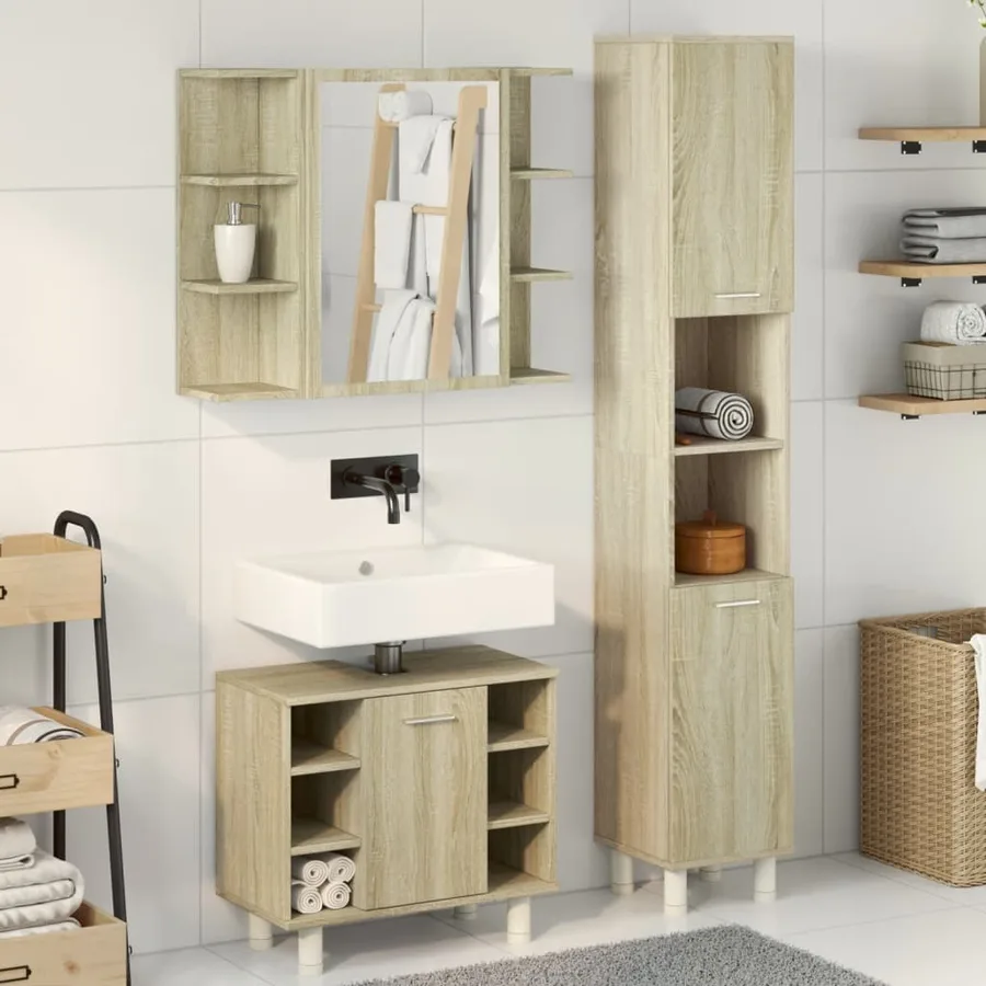 Ensemble de meubles de salle de bain 3 pcs chêne sonoma - 3