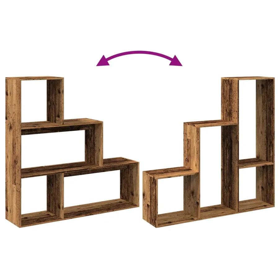 Étagère séparatrice de pièce 3 niveaux vieux bois 123x29x123 cm - 8