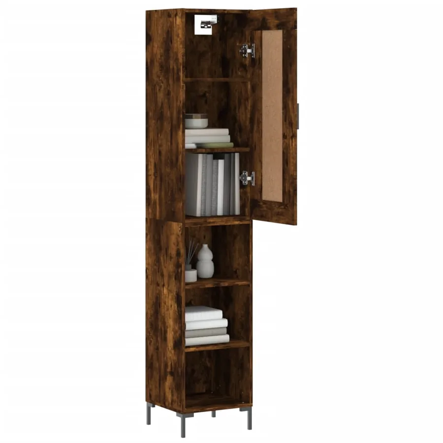 Buffet haut Chêne fumé 34,5x34x180 cm Bois d'ingénierie - 3