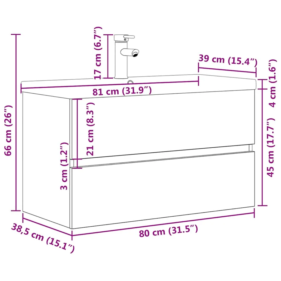 Ensemble de meubles de salle de bain 2 pcs gris béton - 11