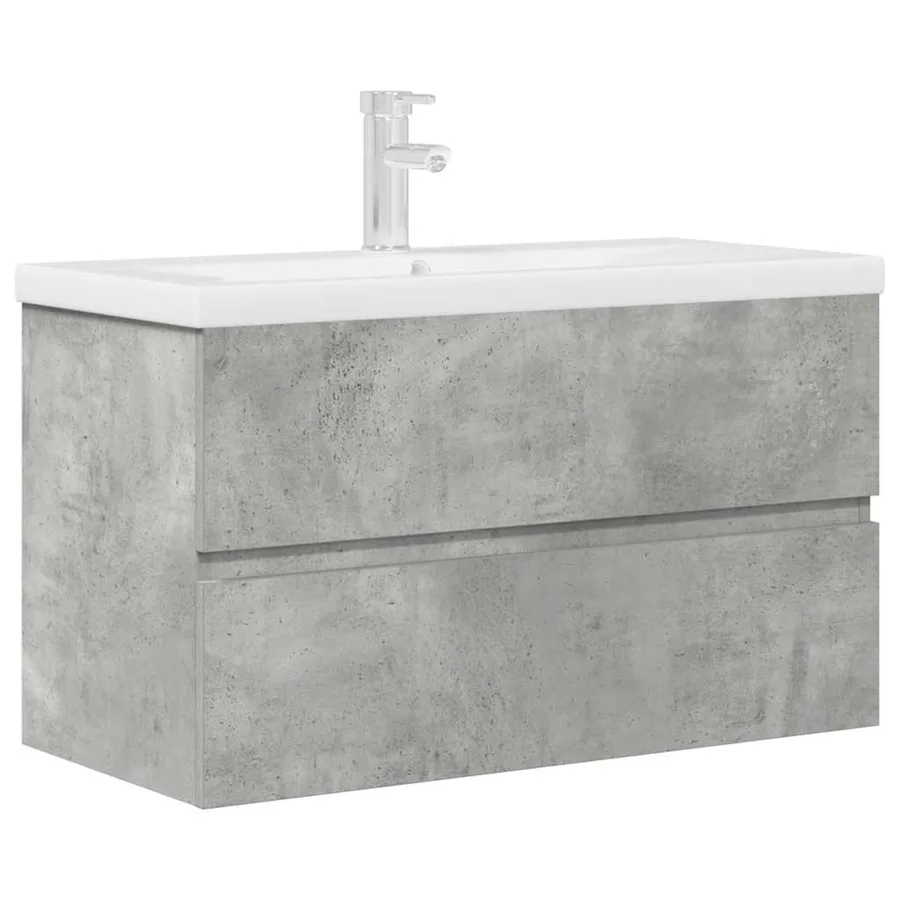Ensemble de meubles de salle de bain 2 pcs gris béton - 2