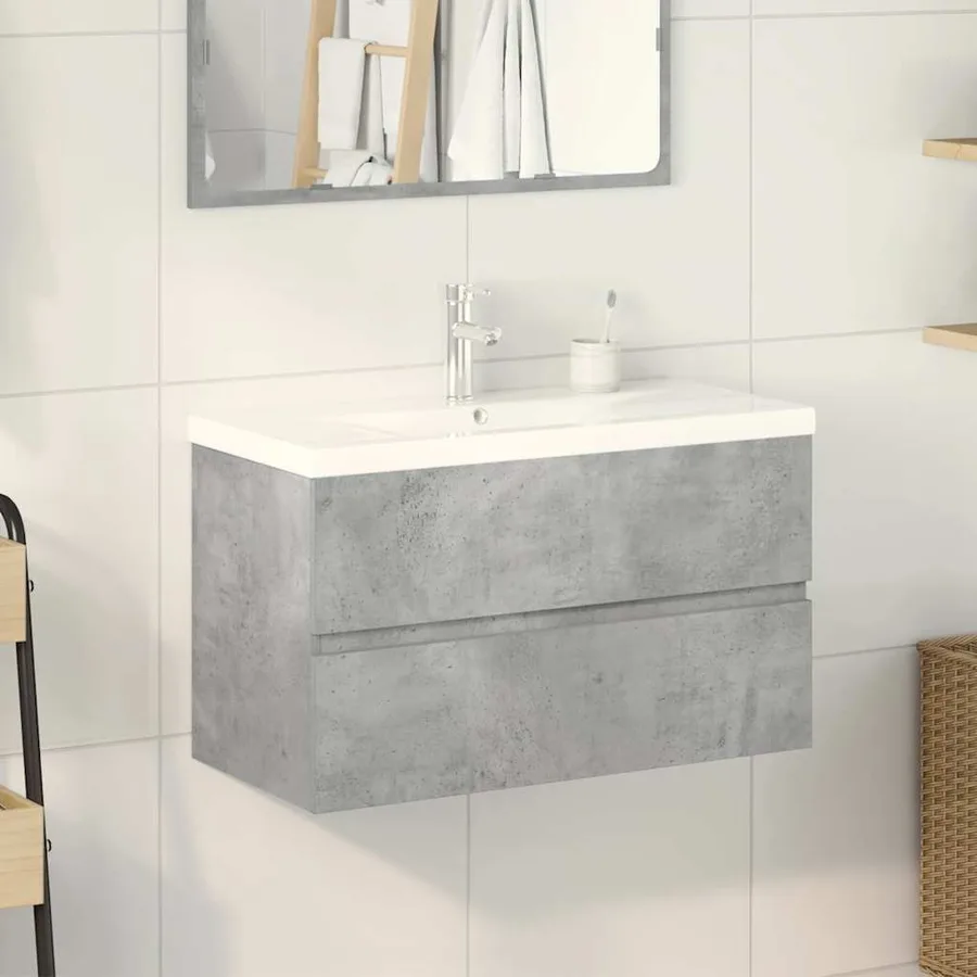 Ensemble de meubles de salle de bain 2 pcs gris béton - 3