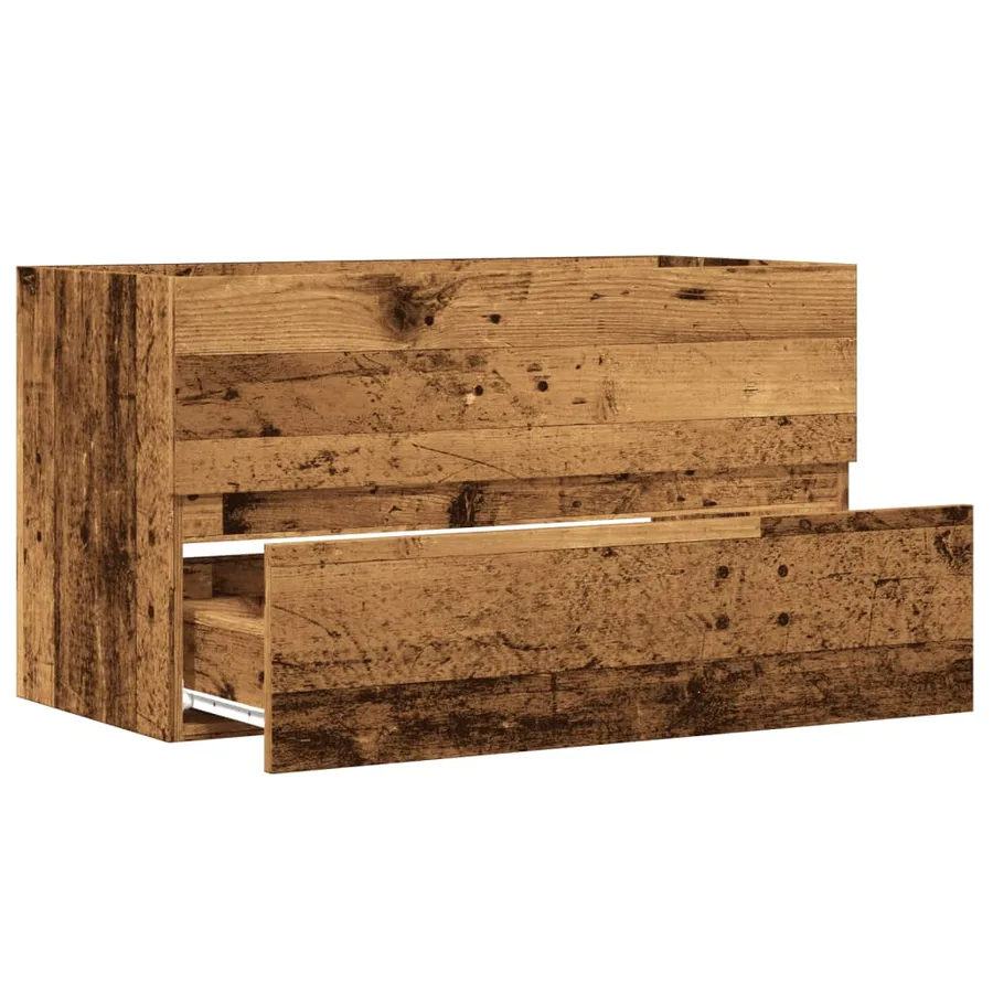 Armoire de salle de bain suspendue vieux bois bois d'ingénierie - 7