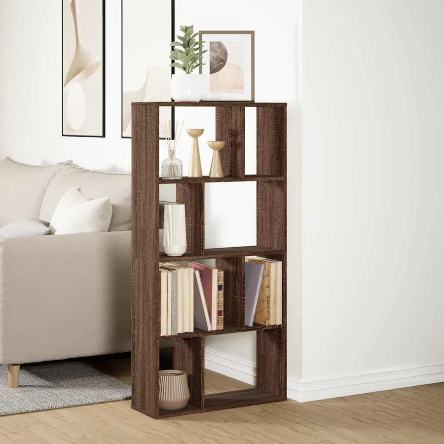 Bibliothèque chêne marron 60x20x120,5 cm bois d'ingénierie - 4