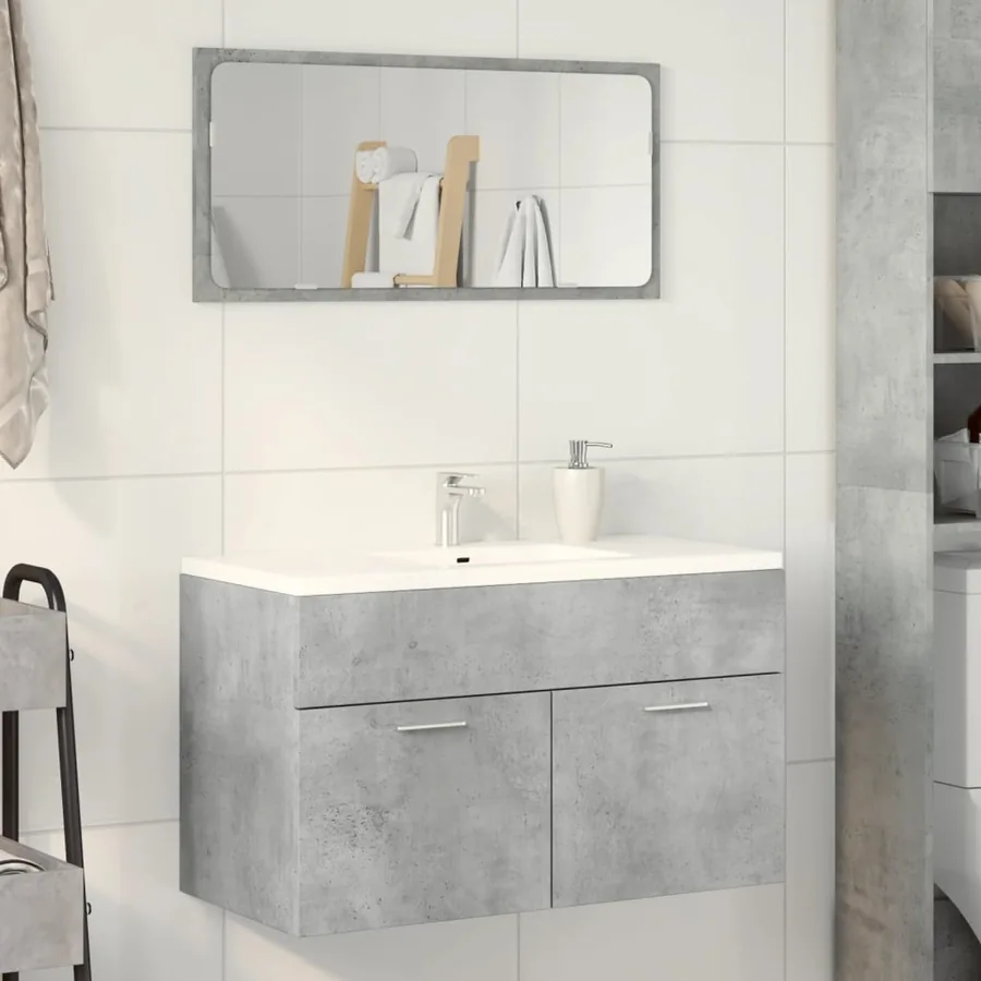 Armoire d'évier Gris béton 80x38,5x46 cm Aggloméré