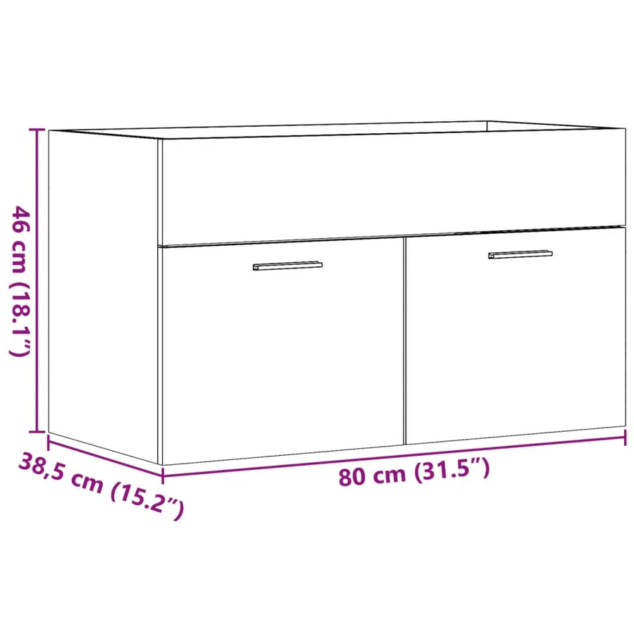 Armoire d'évier Gris béton 80x38,5x46 cm Aggloméré - 11
