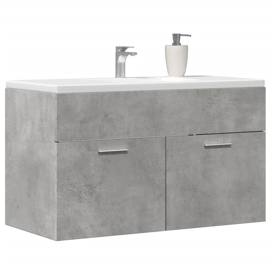 Armoire d'évier Gris béton 80x38,5x46 cm Aggloméré - 3