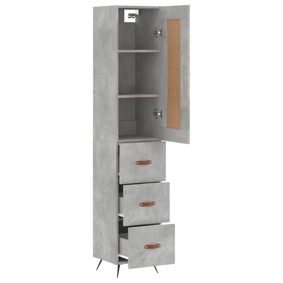Buffet haut Gris béton 34,5x34x180 cm Bois d'ingénierie - 4