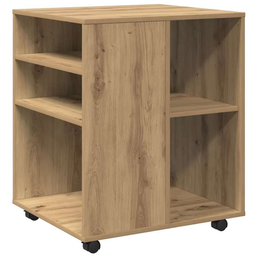 Armoire roulante chêne artisanal 60x53x72 cm bois d'ingénierie - 2