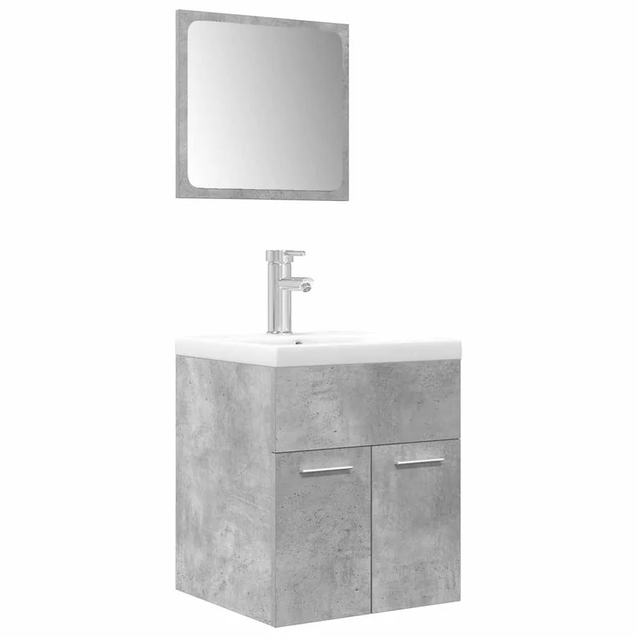 Ensemble de meubles de salle de bain 3 pcs gris béton - 2