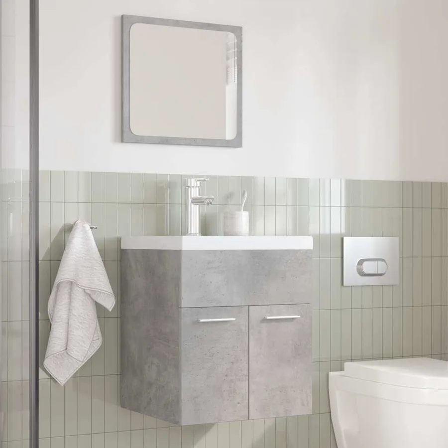 Ensemble de meubles de salle de bain 3 pcs gris béton - 3