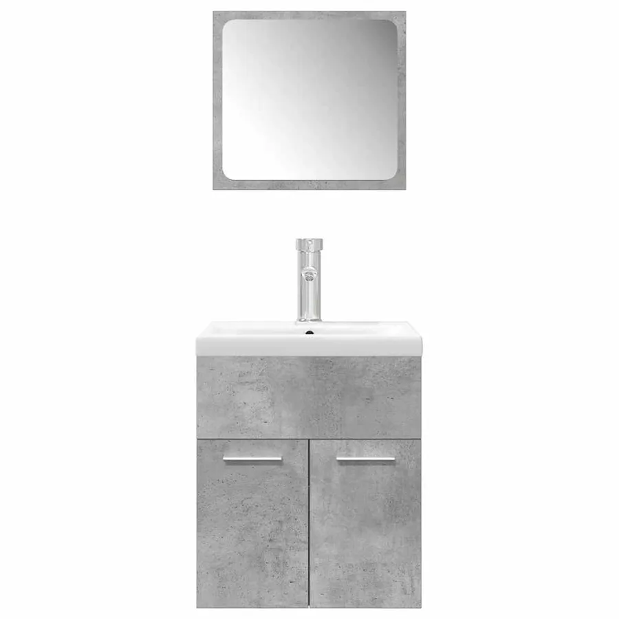 Ensemble de meubles de salle de bain 3 pcs gris béton - 4