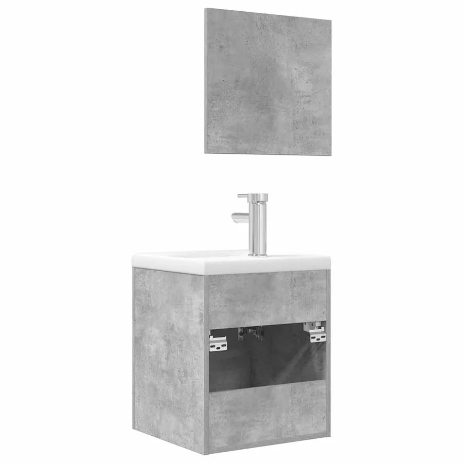 Ensemble de meubles de salle de bain 3 pcs gris béton - 7