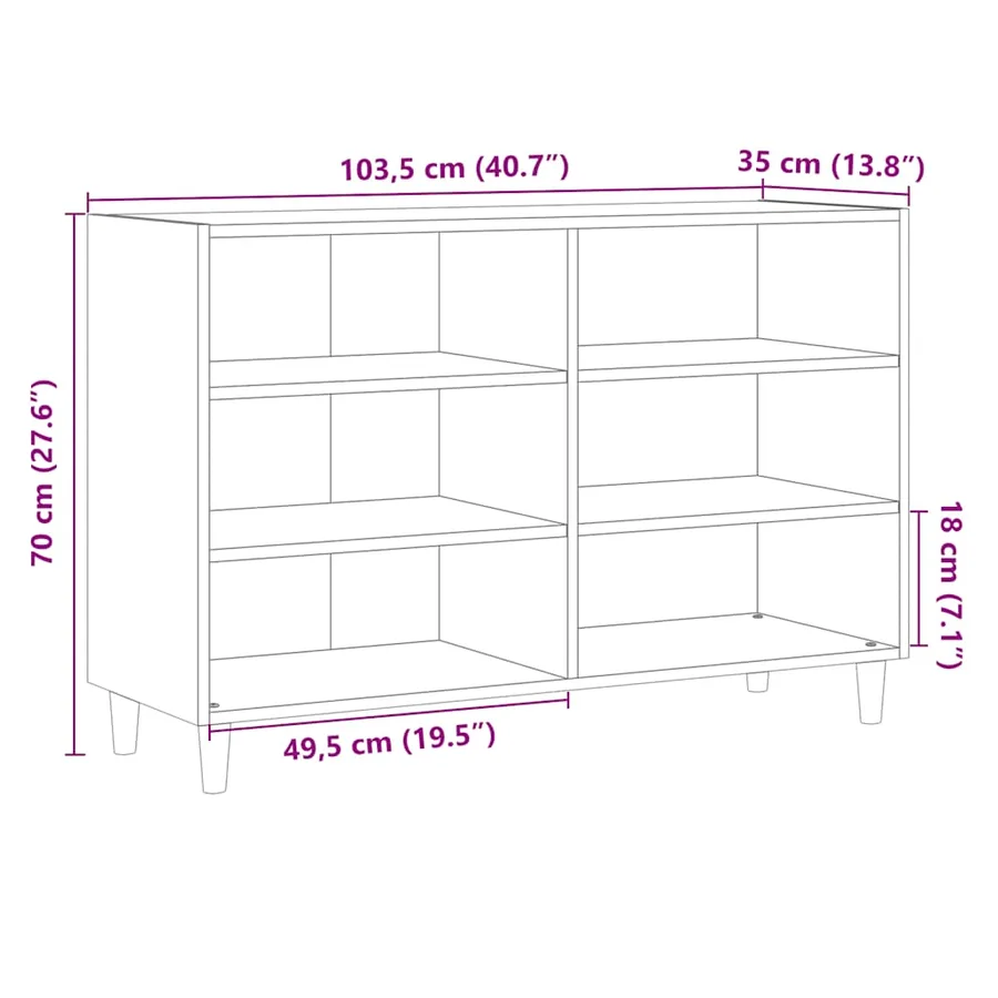 Buffet chêne artisanal 103,5x35x70 cm bois d'ingénierie - 10