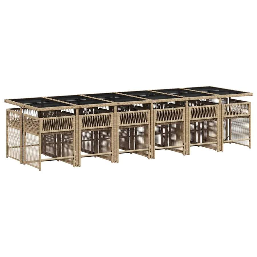 Ensemble à manger de jardin coussins 13 pcs mélange beige rotin - 3